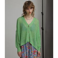Straw yarn cardigan