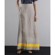 mici/ラインペイントリネンスカート