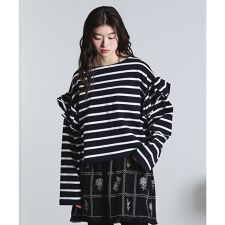 mag.by c/FRILL STRIPE L/S TOP