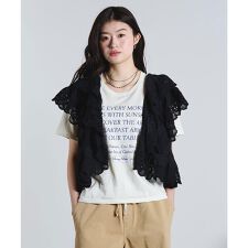 COTTON EMBROIDERY FRILL VEST