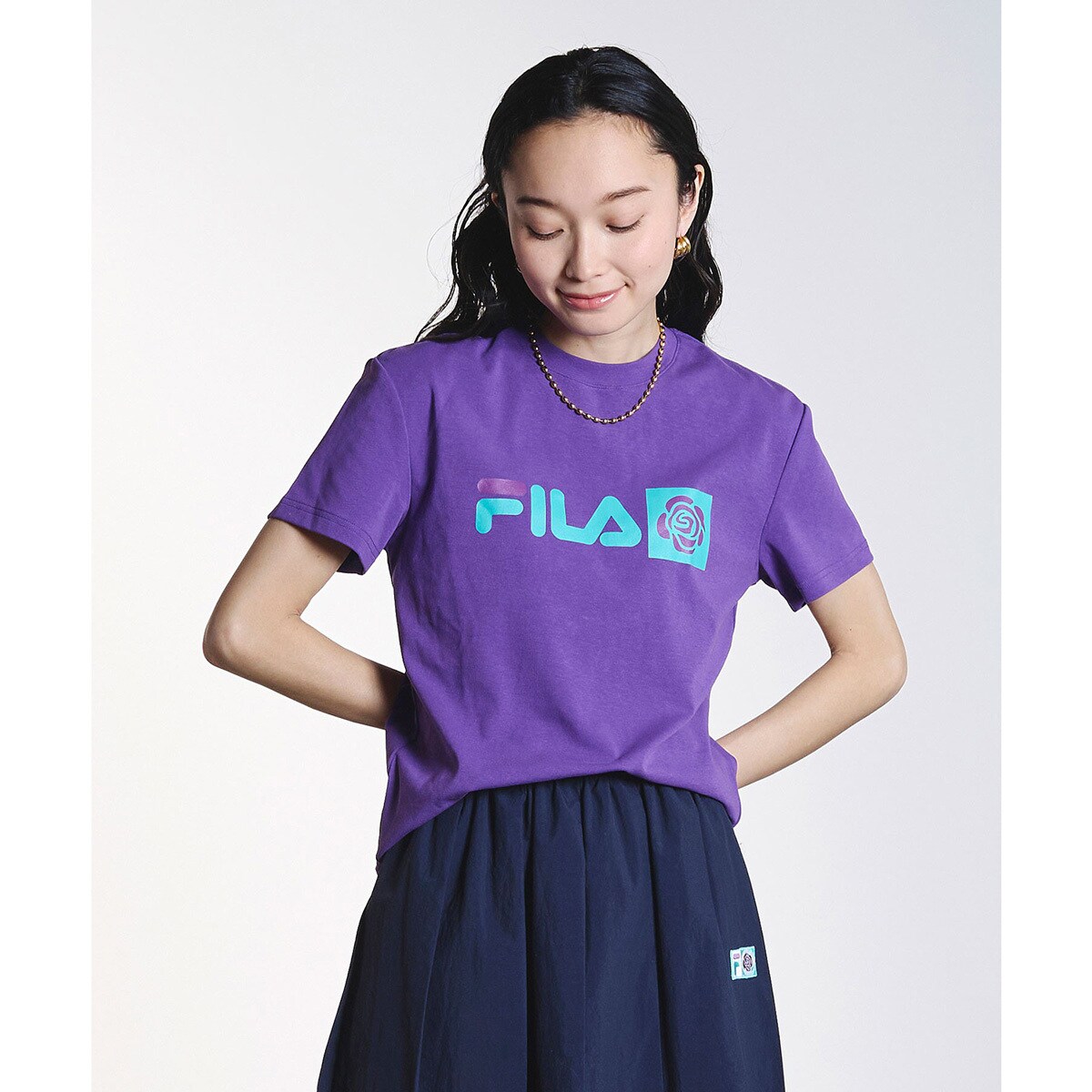 [�}���C]FILA×ROSEBUD FILA ROSE T-SHIRTS/���[�Y�o�b�h�iROSE BUD�j PURPLE