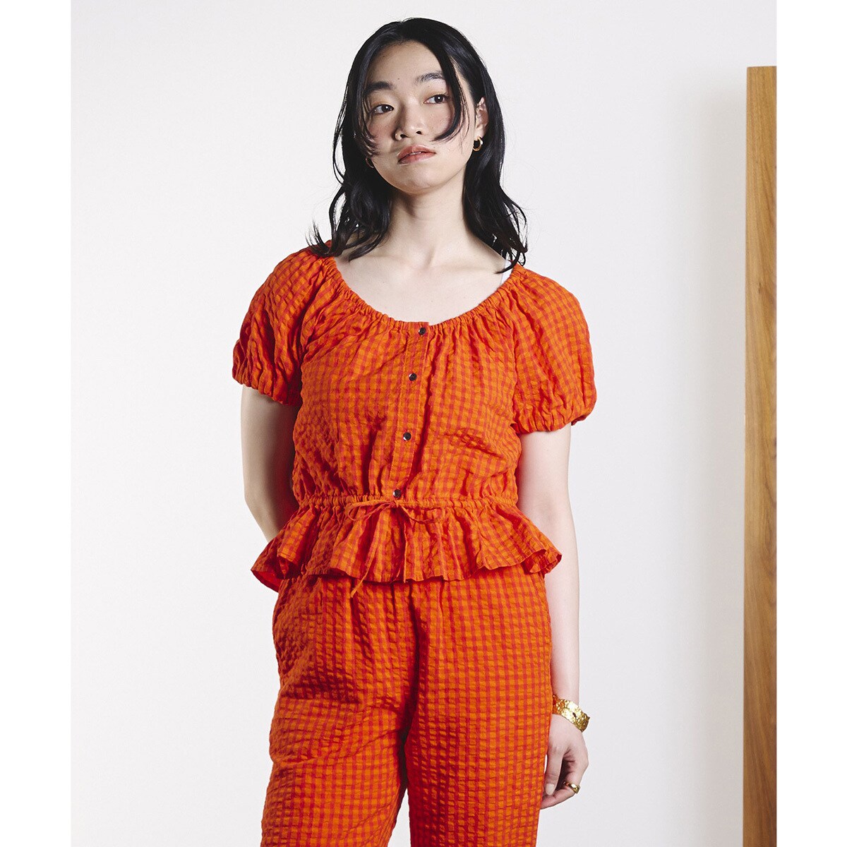 GINGHAM PUFF SLEEVE TOP | ローズバッド(ROSE BUD) | マルイウェブ