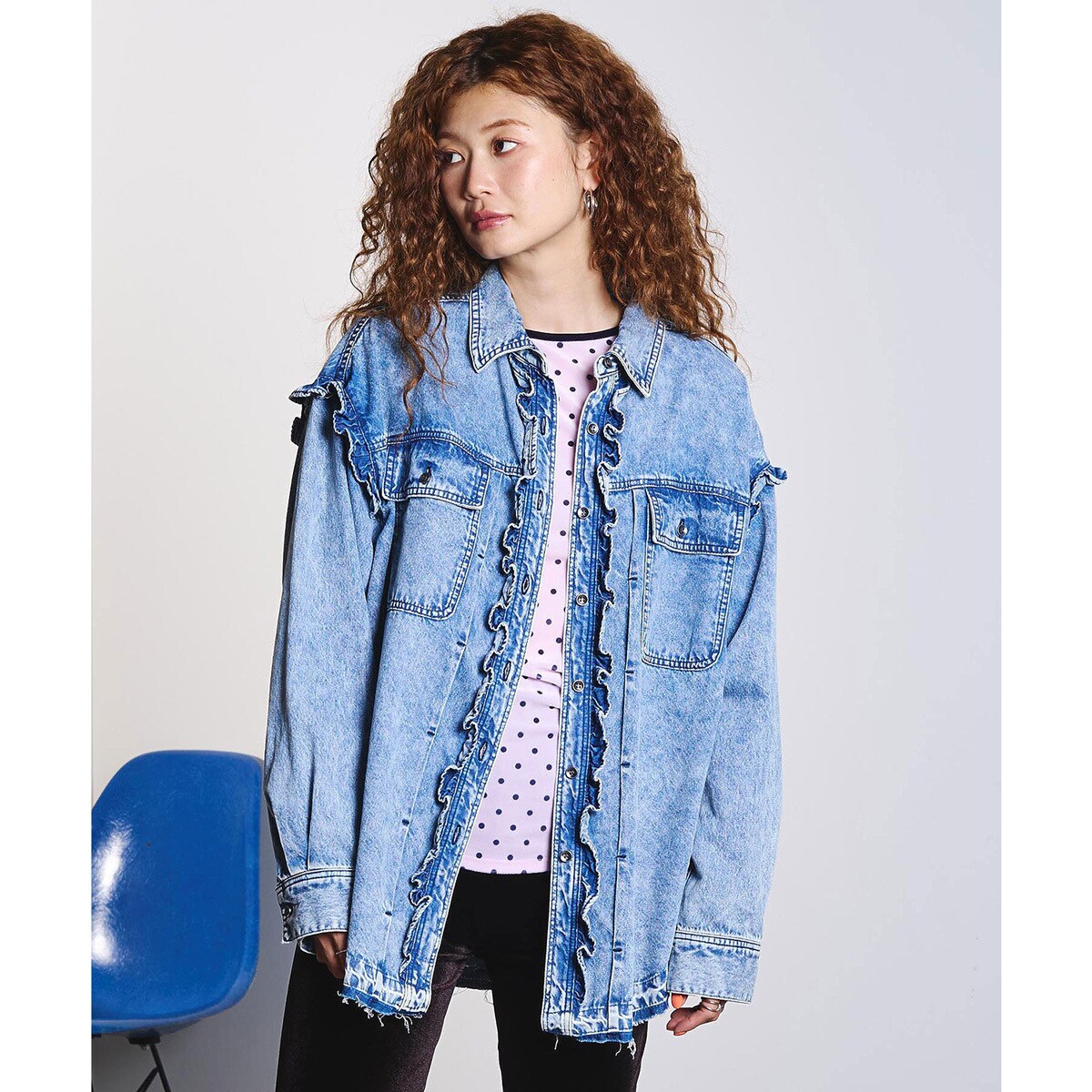 FRILL DENIM SHIRT | ローズバッド(ROSE BUD) | マルイウェブチャネル