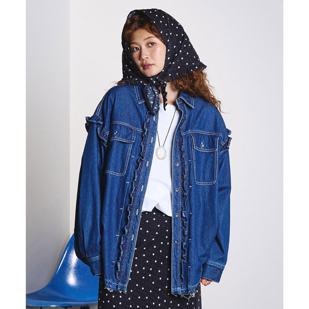 FRILL DENIM SHIRT | ローズバッド(ROSE BUD) | マルイウェブチャネル