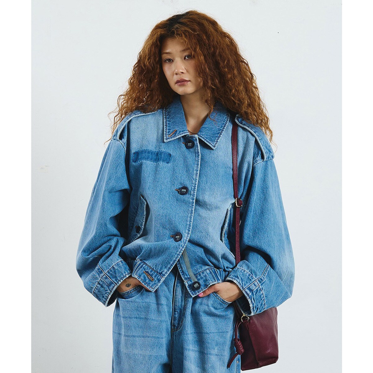 [�}���C]mici/VOLUME SLEEVE DENIM JACKET/���[�Y�o�b�h�iROSE BUD�j LtINDIGO