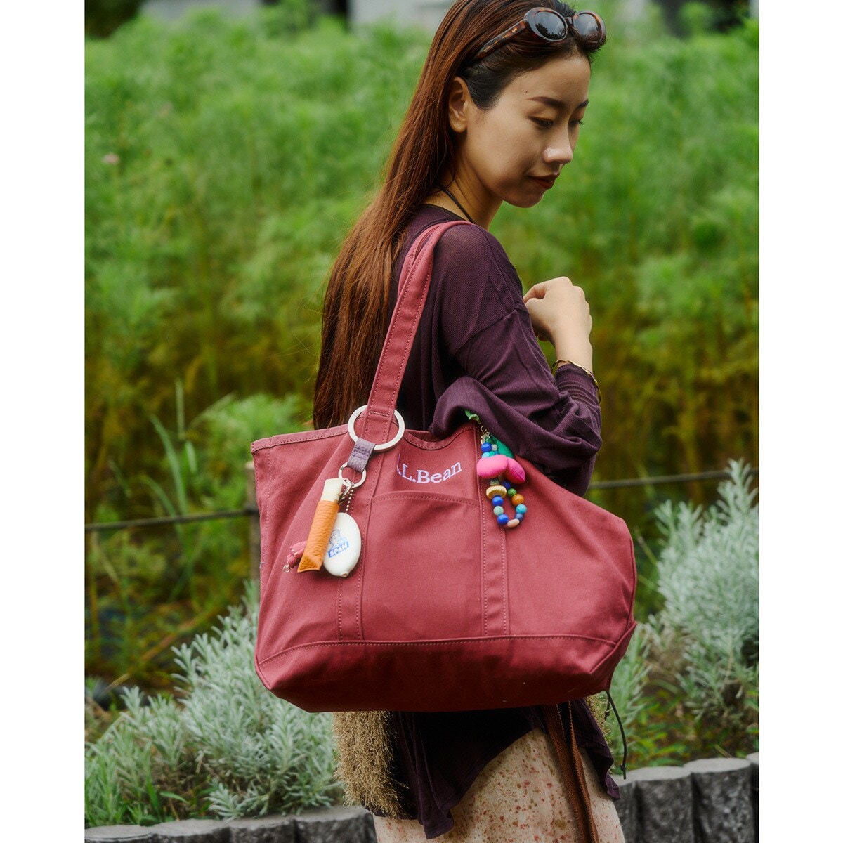 L.L.Bean / 別注 Deep Bottom Leather Handle Zip Tote M（トート 