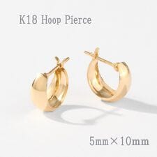K18月甲フープピアス(10×5)