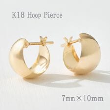 K18月甲フープピアス(7×10)