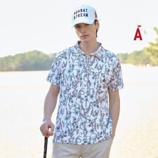 【吸水速乾】UVフラワータイポ半袖ポロシャツ