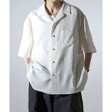 Confirm ビッグシルエット メタルボタン ドレープとろみ オープンカラー半袖シャツ