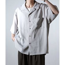 Confirm ビッグシルエット メタルボタン ドレープとろみ オープンカラー半袖シャツ