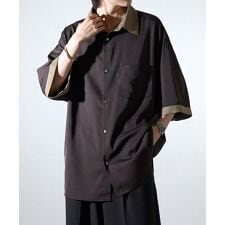 Confirm ドレープとろみ クレリック / アシンメトリー ビッグシルエット半袖シャツ