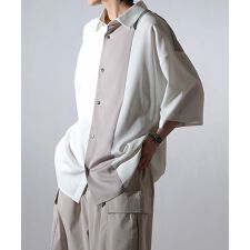 Confirm ドレープとろみ クレリック / アシンメトリー ビッグシルエット半袖シャツ