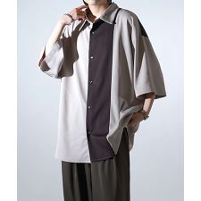 Confirm ドレープとろみ クレリック / アシンメトリー ビッグシルエット半袖シャツ