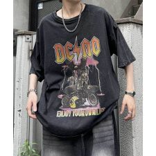Confirm ヴィンテージライク ロックプリント ビッグシルエット半袖Tシャツ カットソー