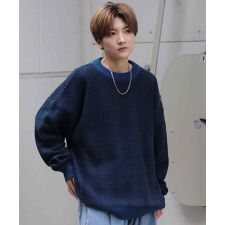 Confirm ビッグシルエット ヘリンボーン柄 / ニュアンス柄 / 煙柄 プルオーバーニット