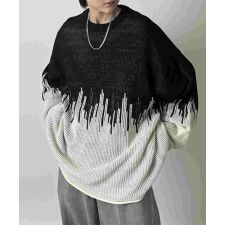 Confirm 2トーンディップ柄 ルーズシルエット プルオーバーニット ユニセックス