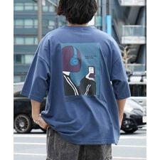 ILL’S イラストバックプリント ワンポイント刺繍 ビッグシルエット半袖Tシャツ