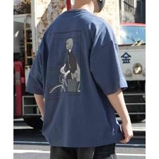 ILL’S イラストバックプリント ワンポイント刺繍 ビッグシルエット半袖Tシャツ