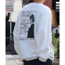 ILL'S イラストバックプリント ワンポイント刺繍 ビッグシルエット プルオーバースウェット