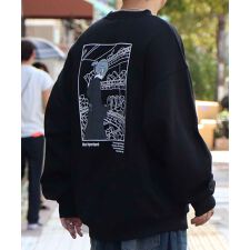 ILL'S イラストバックプリント ワンポイント刺繍 ビッグシルエット スウェットユニセックス