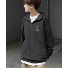 ILL'S ワンポイント刺繍ロゴ 裏起毛プルオーバーハーフジップスウェット ユニセックス