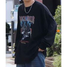 Confirm ヴィンテージライク レトロプリント バンドロンT カットソー