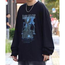 Confirm ヴィンテージライク レトロプリント バンドロンT カットソー