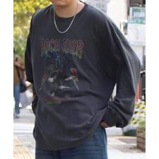 Confirm ヴィンテージライク レトロプリント バンドロンT カットソー