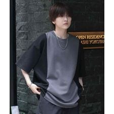 Confirm ナチュラルドレープ切替 とろみポンチ半袖Tシャツ カットソー