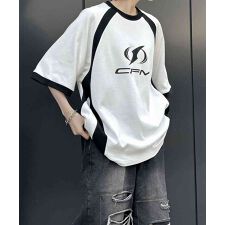 Confirm Y2K パイピングライン ロゴプリント ビッグシルエットTシャツ