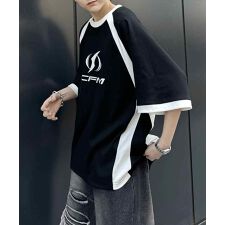Confirm Y2K パイピングライン ロゴプリント ビッグシルエットTシャツ