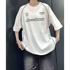 Confirm Y2K パイピングライン ロゴプリント ビッグシルエットTシャツ