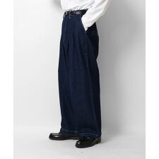 Confirm ヴィンテージライクテーパード 2タック ルーズデニムワイドパンツ