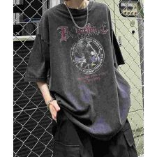 ILL'S ロックプリント レトロ ビッグシルエット半袖バンドTシャツ