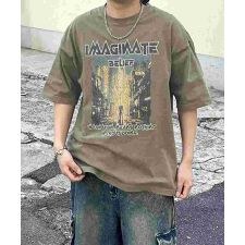 ILL'S ロックプリント レトロ ビッグシルエット半袖バンドTシャツ