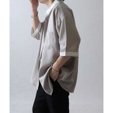 Confirmイージーケア ビッグシルエット 襟配色 クレリック半袖シャツ