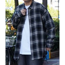 ILL'S ソフトコットン オンブレチェック ネルチェック ビッグシルエットシャツ
