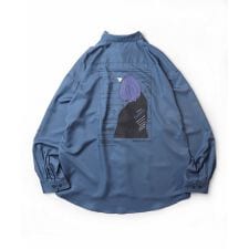 ILL'S  ビッグシルエット レコードガール イラストバックプリントシャツ 長袖