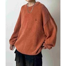 ILL’S ヴィンテージライク ビッグシルエット ワンポイント刺繍 レトロプルオーバーニット