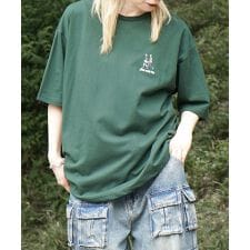 ILL’S ワンポイント刺繍ロゴ ヒゲオジ デイリーウォーキング ビッグシルエット半袖Tシャツ