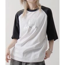 ILL’S 【HONDA ホンダ】フロントプリント ボックスシルエット ラグラン半袖Tシャツ