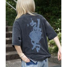 ILL’S ハードウォッシュ加工 バックプリント ボックスシルエット 半袖Tシャツ