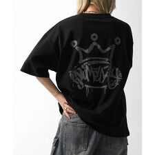 ILL’S クラウン グランジ風 レトロモチーフ バックプリント 半袖Tシャツ