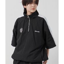 ILL’S セットアップ対応 ドロスト サイドライン 半袖ナイロンハーフジップ