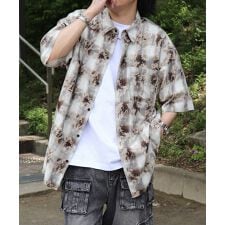 ILL’S ウォッシュ加工 半袖チェックシャツ