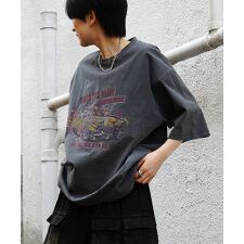 ILL’S レースガール ヴィンテージライクアメカジ風 レトロプリント ロックTシャツ