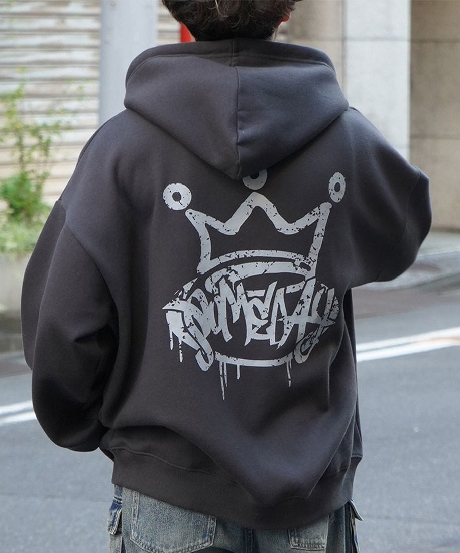 ILL'S ビッグシルエット クラウン バックプリントパーカー