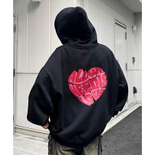 ILL'S ハートロゴ 韓国ストリート アソートプリントパーカー