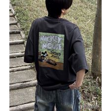 ILL'S Disney ヴィンテージライクプリント ミッキー ポスタープリント半袖Tシャツ